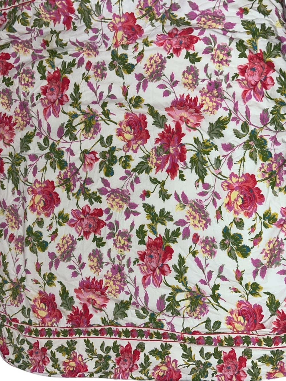 April Cornell 100% cotton French Provencal pink red peonies tablecloth 52" sq